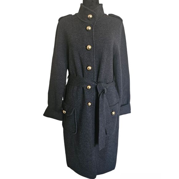 Banana Republic 100% Merino Extrafine Wool Gray Long Line Button-Down Cardigan L - Picture 1 of 13